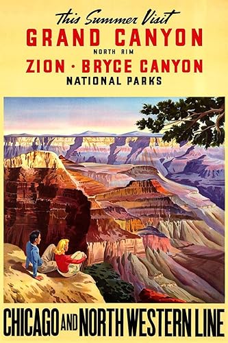 Parque Nacional del Gran Cañón Arizona Visita este verano Chicago y North Western Line Railroad Bryce Canyon Zion National Park Viajes vintage