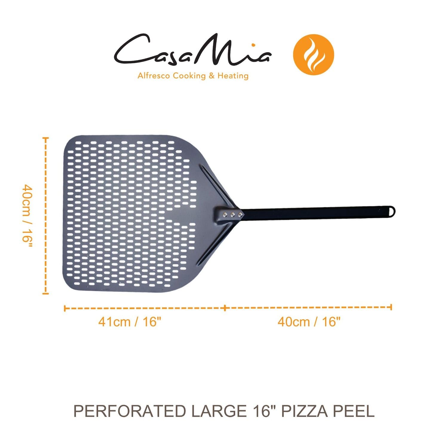 Casa Mia Pala perforada para pizza, 16 pulgadas, diseño de aluminio ligero para pizzas perfectas
