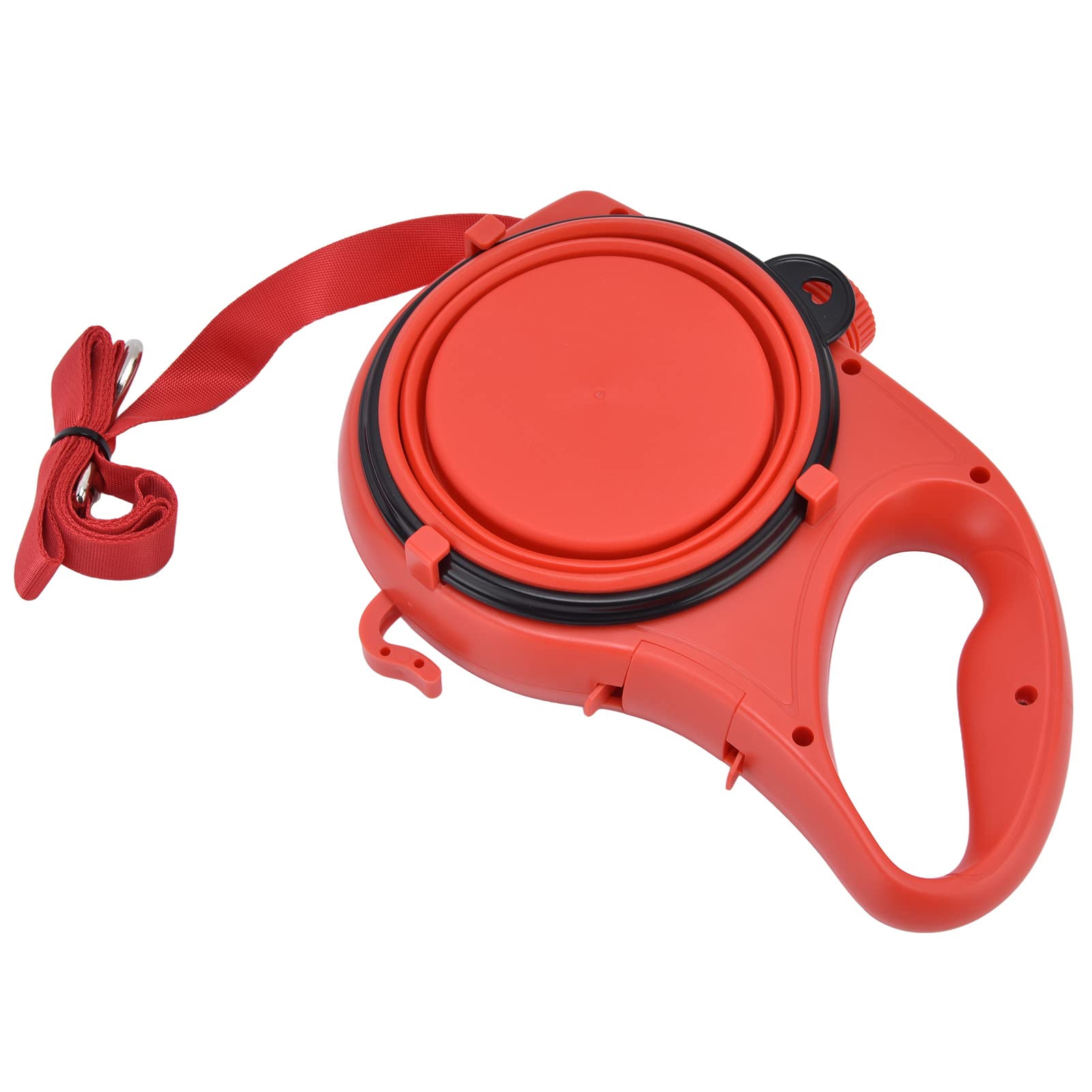 Laisse pour Petit Chien, Laisse Multifonction Portable pour Animaux de Compagnie avec Bol d'eau Pliable pour Petits Chiens Moyens (9,1 * 6,7 * 2,0 Pouces)(Rouge)