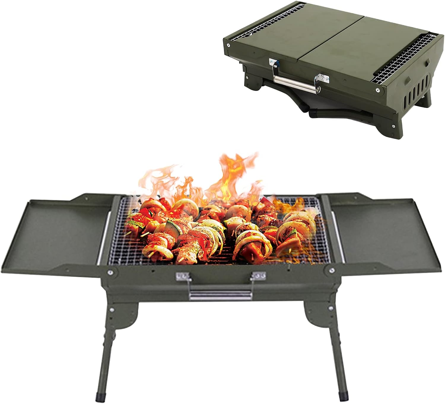 Holzkohlegrill Tragbarer Faltbarer Edelstahl Grill Holzkohle