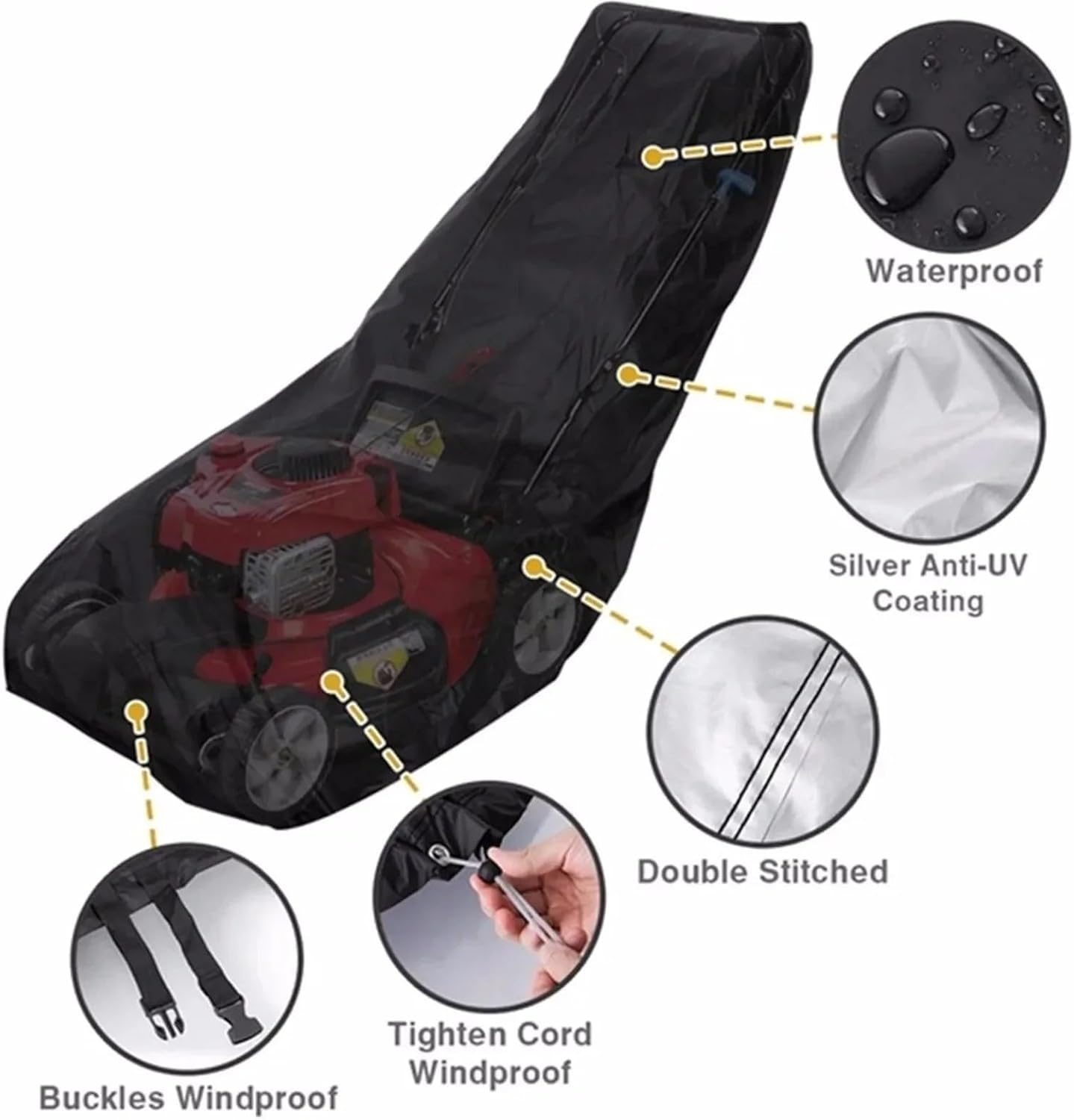 Lawn Mower Cover Lawn Mower Cover 210D Upgrade Premium Heavy Duty Oxford Push Mower Cover With Dustproof&Waterproof, Black Bag For Outdoor Uv Protection Waterproof