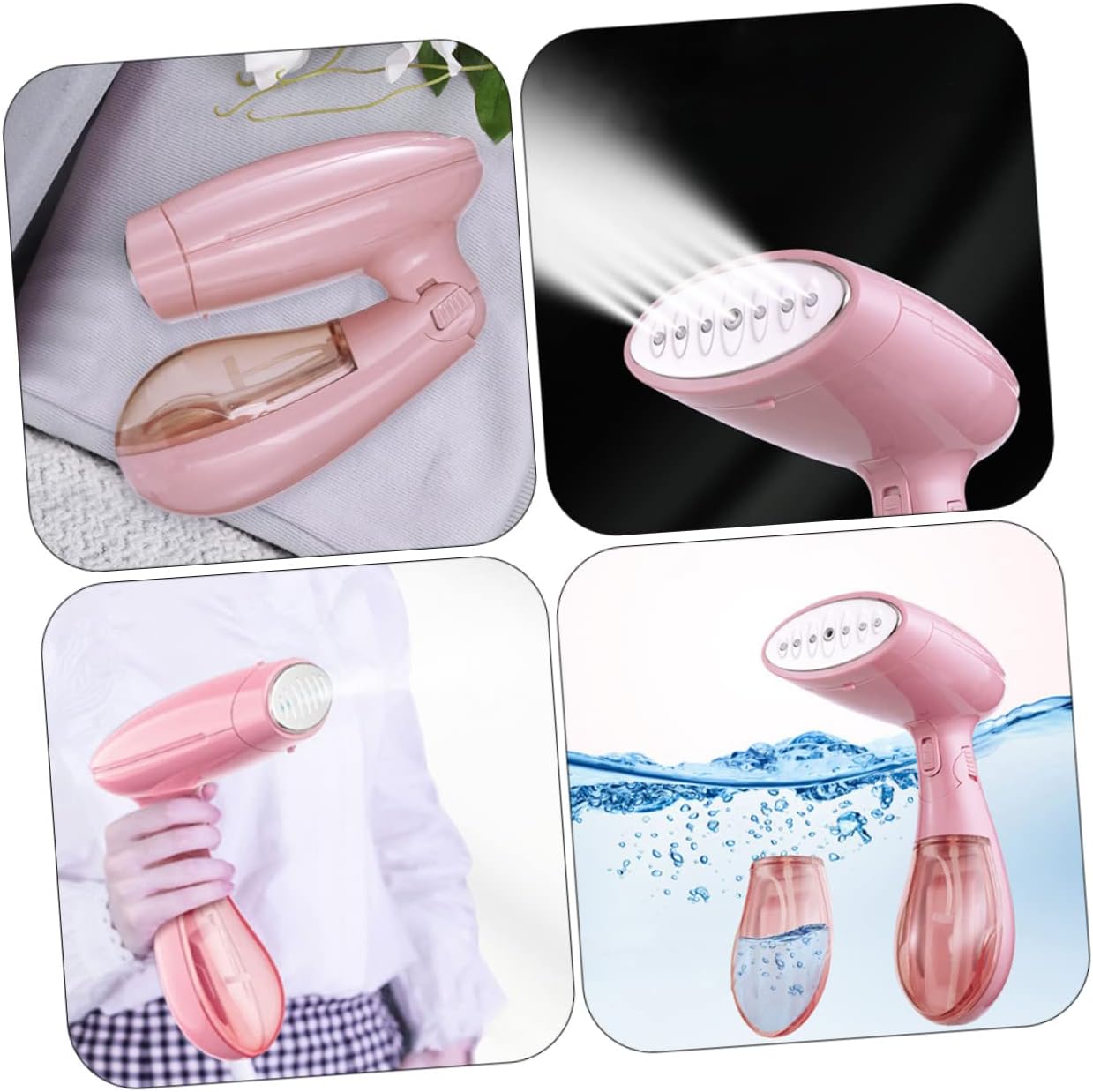 110v Portable Handheld Travel Garment Steamer Compact and Lightweight Iron for Quick Wrinkle Removal All Fabrics Home and Travel Use Pink Us Plug