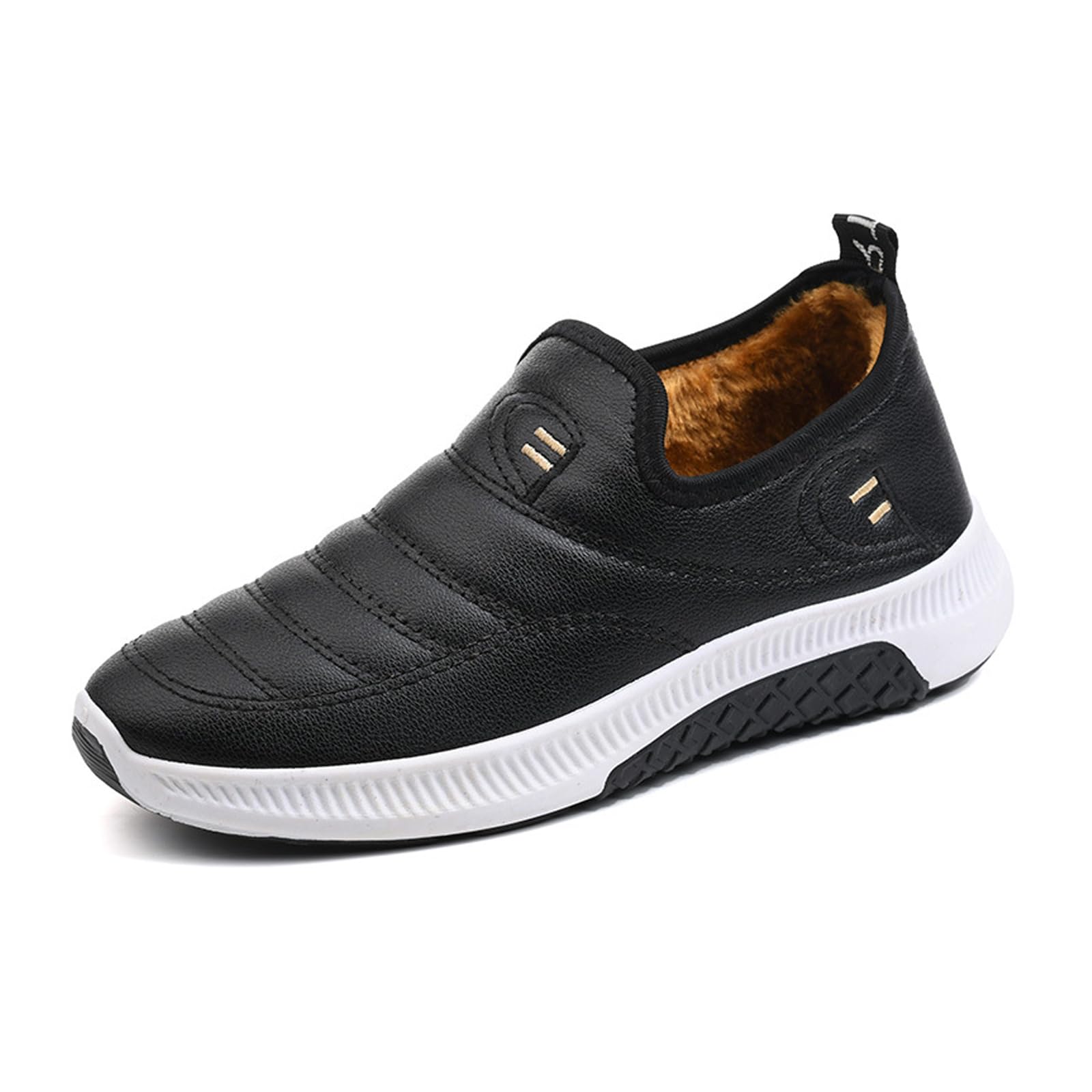 Winter Low Snow Boots for Women Slip on Plush Lined Warm Loafers Comfortable Mom Shoes with Arch Support