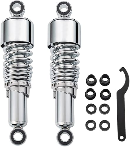 Miniatura 6 de Possbay amortiguador de motocicleta, amortiguador trasero de motocicleta 10.5"/267mm, suspensión trasera universal 1 par, negro y plateado