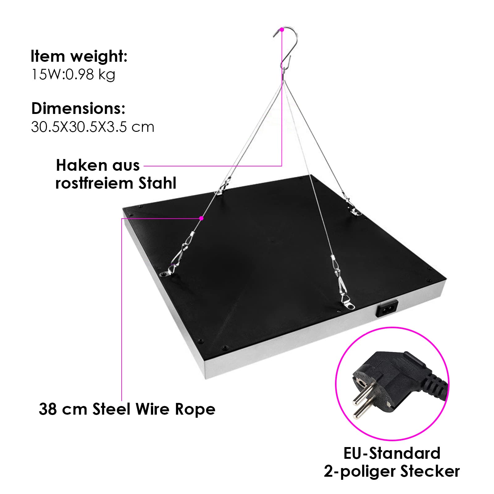Herrselsam 4x15W Pflanzenlampe LED, LED Grow Light Pflanzenlicht Vollspektrum mit 225 Rot & Blau LEDs Grow Lampe, Pflanzen Wachstum Zimmerpflanzen Gemüse und Blumen im Garten