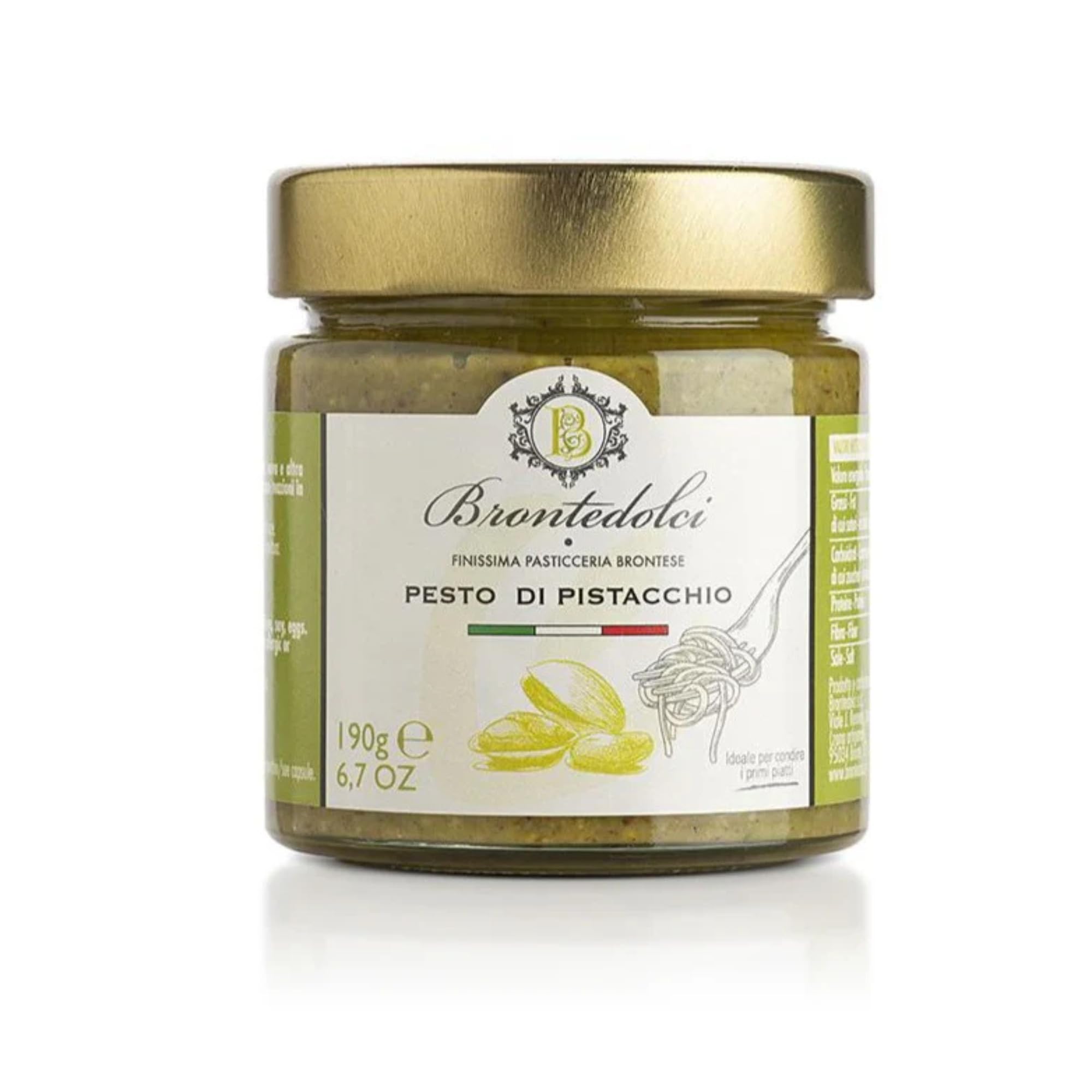 Brontedolci Italian Pistachio Cream “Elite” Nut Spread – 6.7oz Jar | Authentic Pistachio Spread from Sicily, Smooth & Velvety