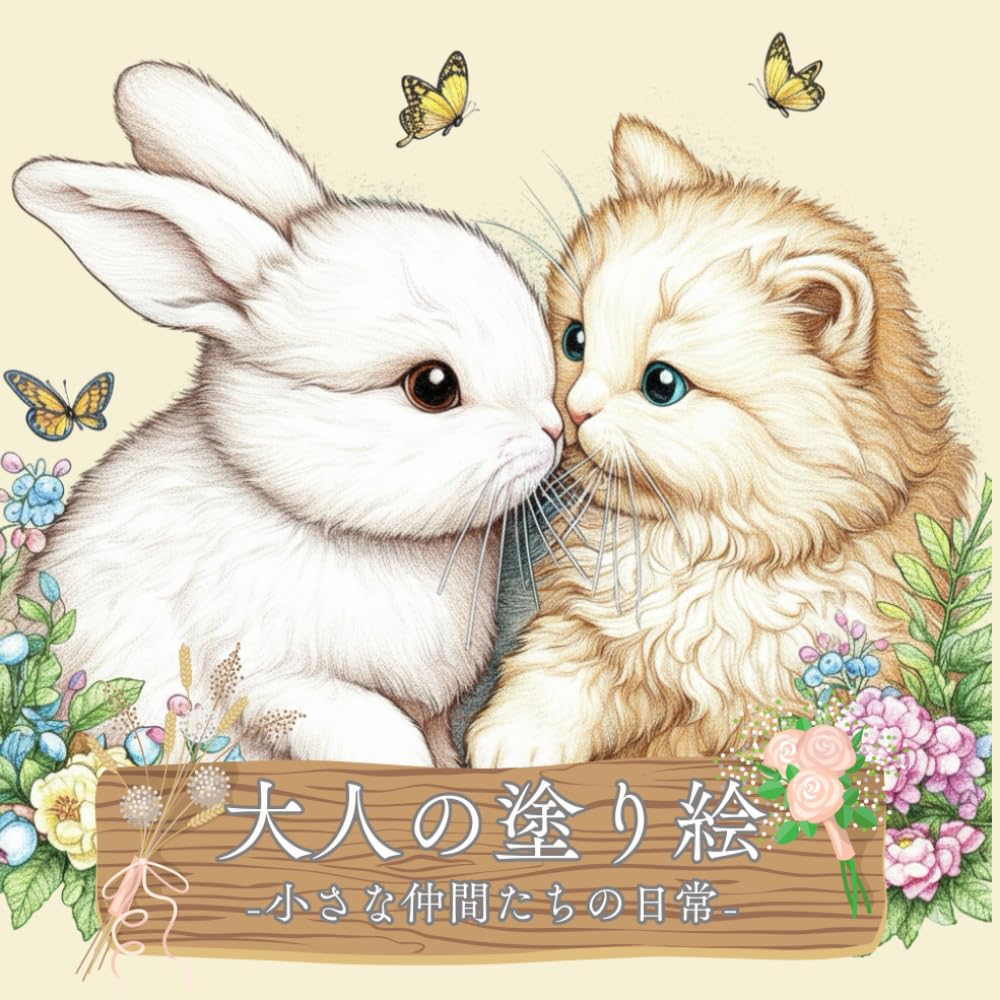 大人の塗り絵 小さな仲間たちの心温まる日常: 犬や猫、うさぎやブタ