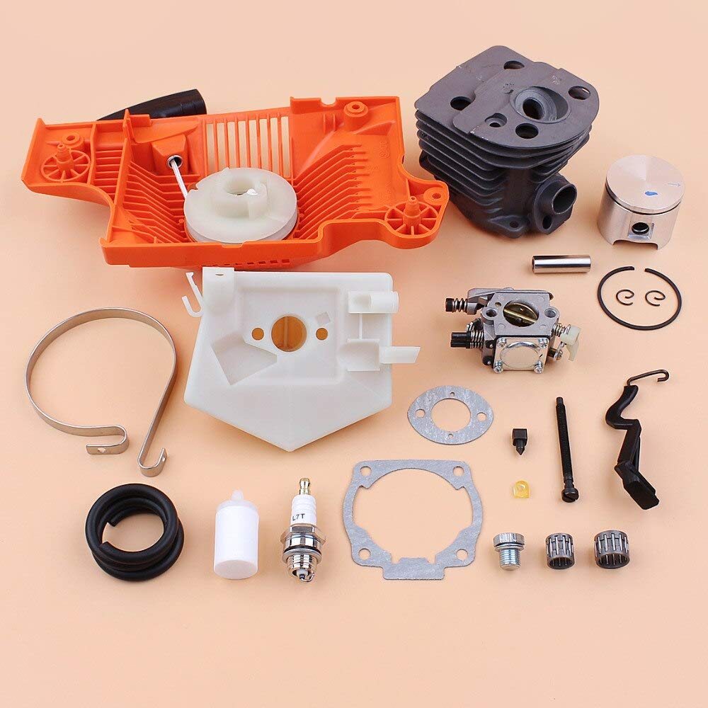 Kit de filtro de aire de arranque de retroceso de carburador de pistón de cilindro de 46 mm para Husqvarna 51 55 gasolina motosierra motor piezas 503609172