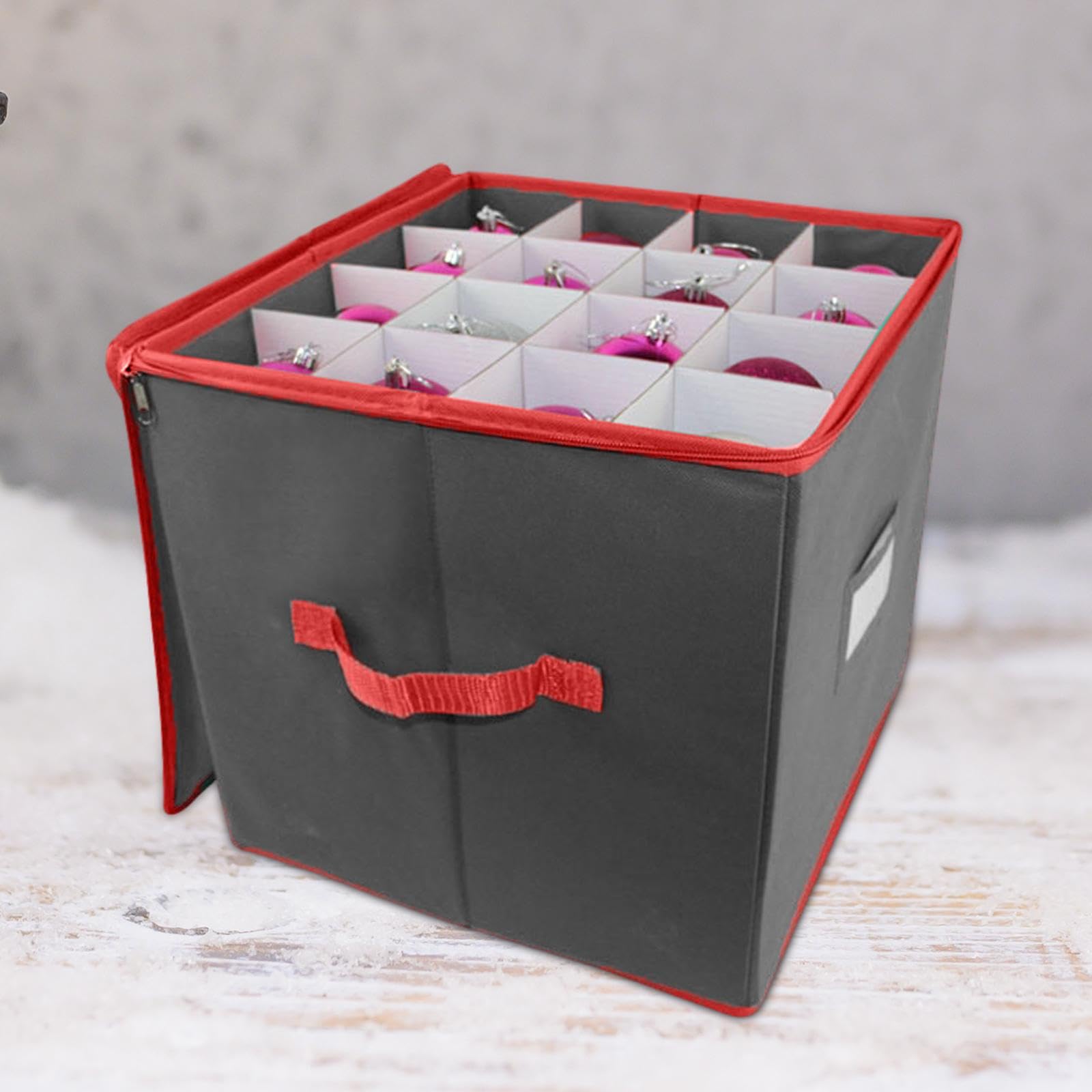 Faltbare Aufbewahrungsbox für Weihnachtsschmuck mit 64 Fächern,4 Lagen,Vliesstoff
