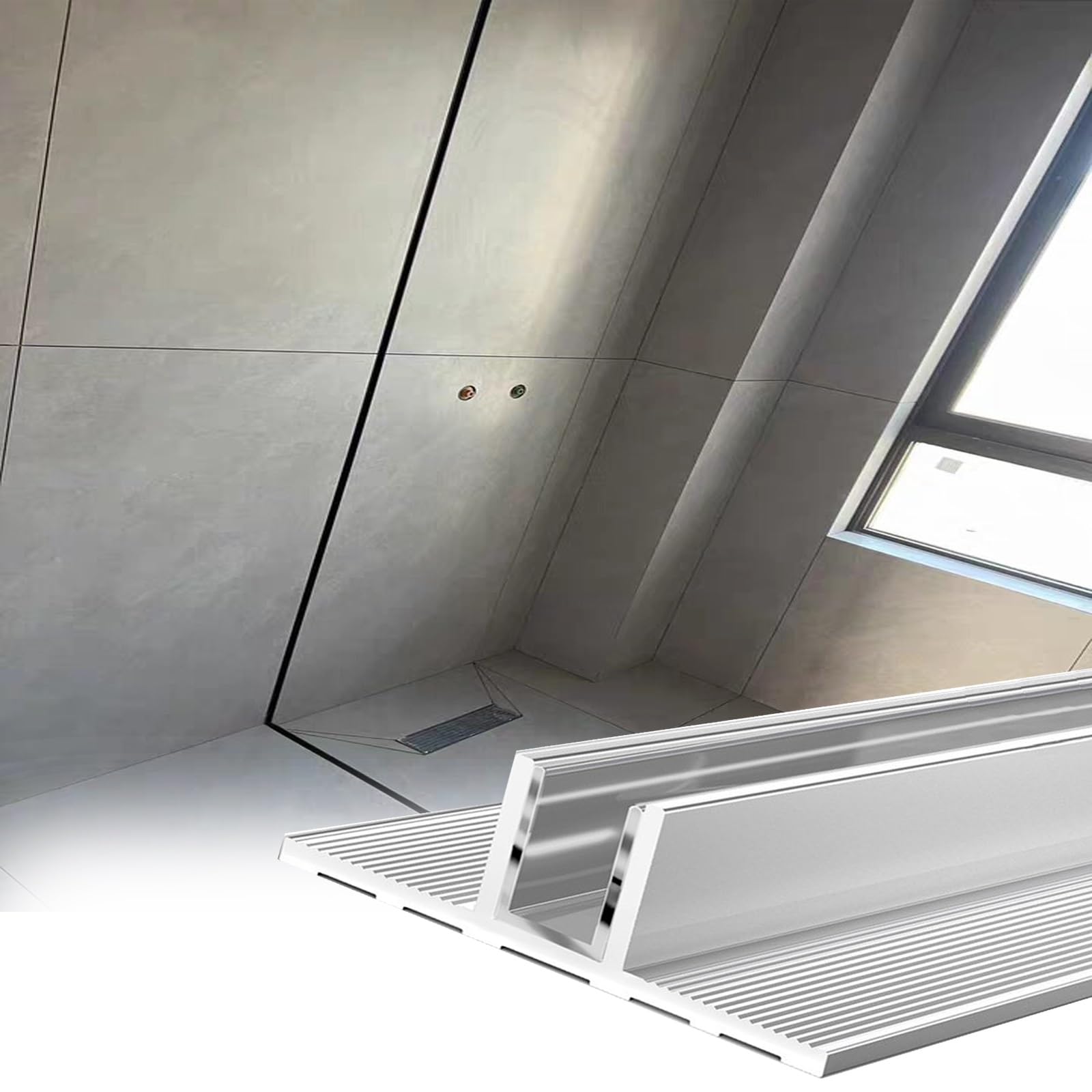 Hidden Frameless Shower Glass T Channel Pack of 2, Silver Shower Door Edge Track for 8-12mm Glass, Aluminum Wall Floor Ceiling Mount Profile(12mm,L-190cm/74.8in)
