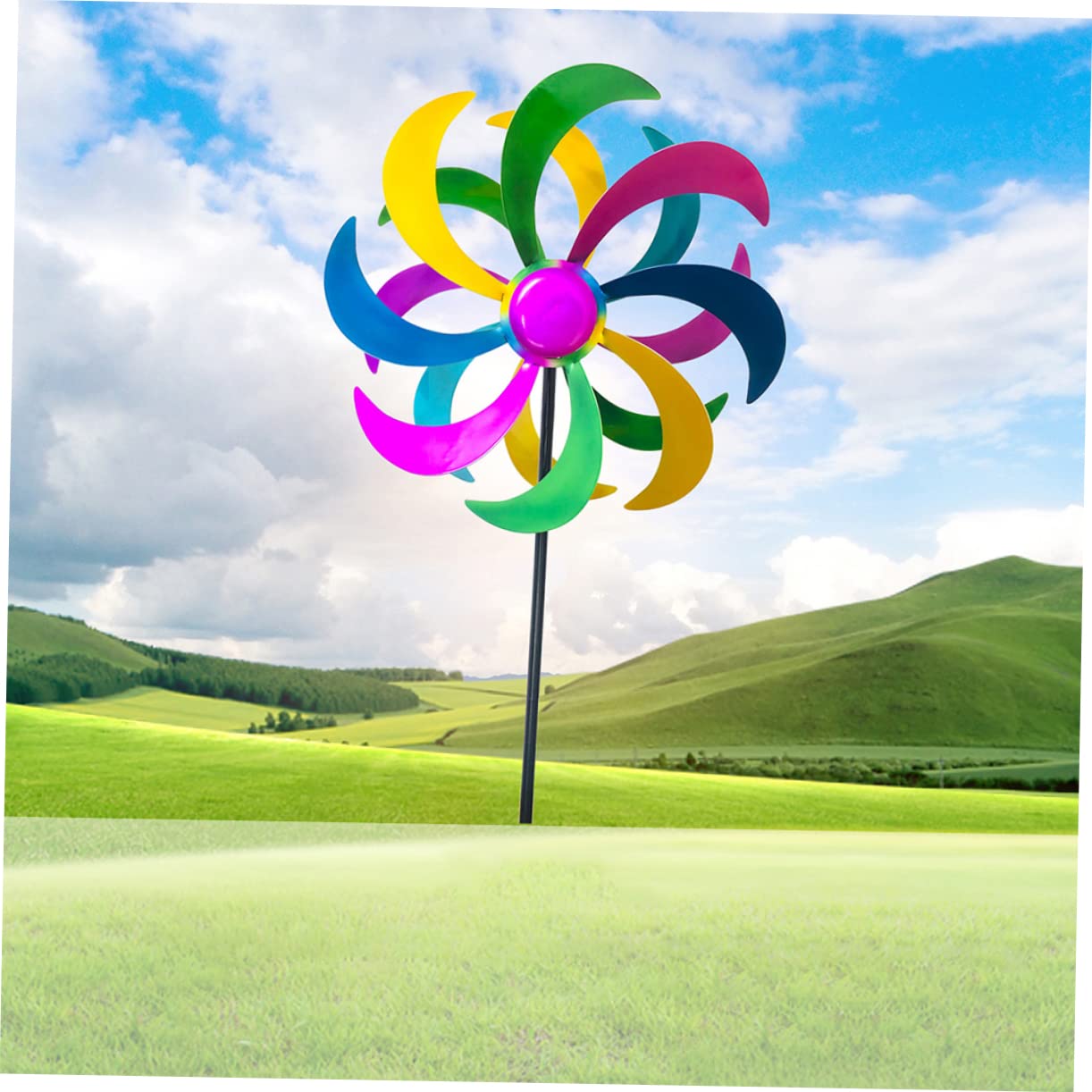 TOYANDONA Regenbogen Windrad Gartenstecker aus Eisen, 1 Stück Farbig | Außendeko für Kinder, Fröhliche Stimmung bei Festen und Anderen Anlässen, Dekorativer Blickfang