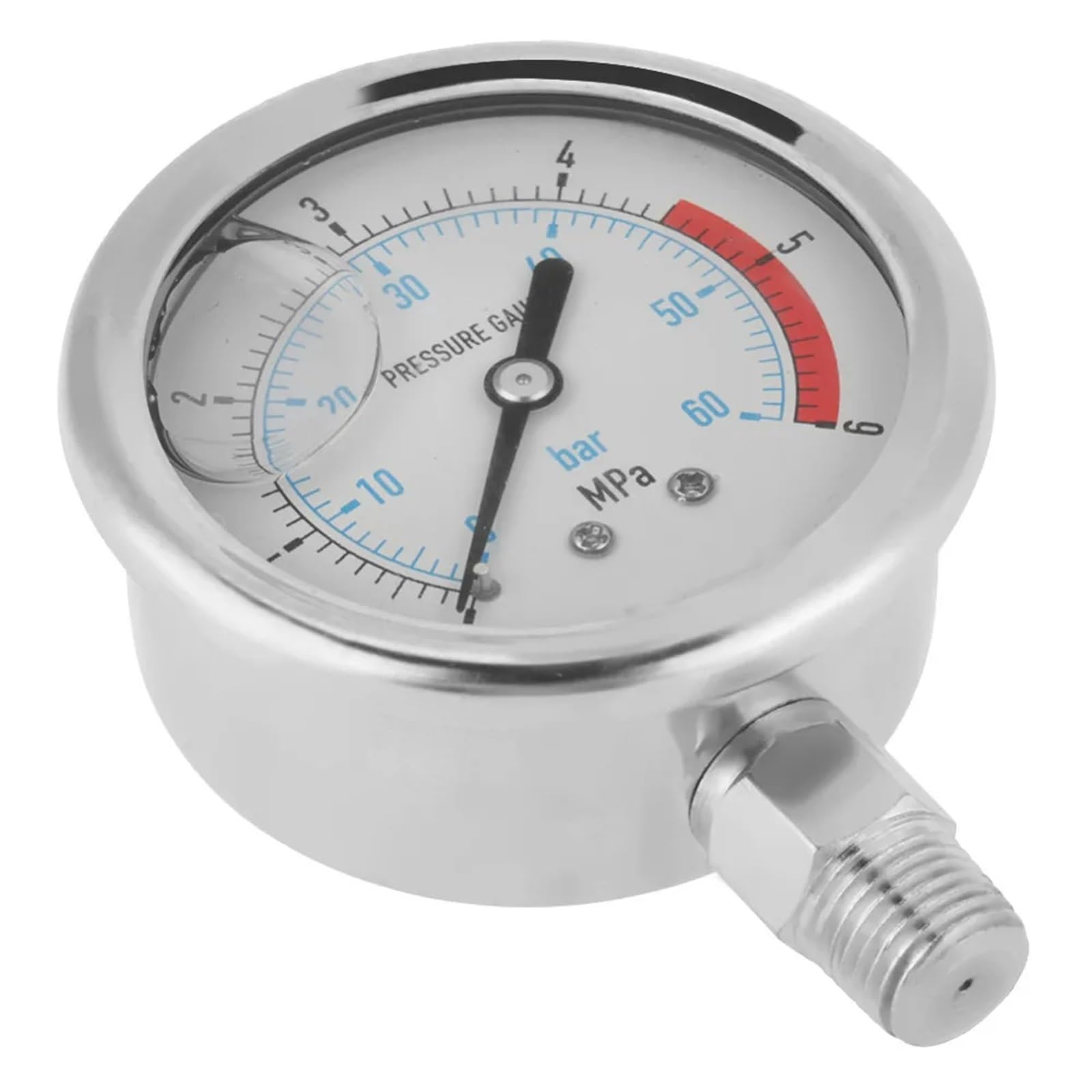 Manómetro de presión de Agua hidráulico de 0 a 60 Bar y 0 a 6 MPa, 1/4" NPT, Esfera de 60 mm, Herramienta de medición de presión
