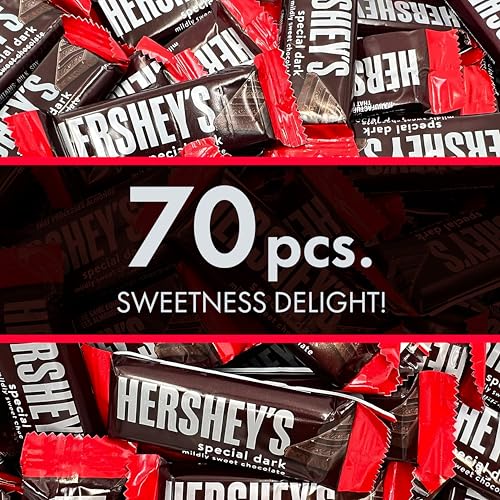 Chain & Jo Sweets Hershys Special Dark Mildly Sweet Chocolate - 2 Pounds Approx 70 Halloween Candy Bulk Individually Wrapped - Dark Chocolate Hershys Snack Size Candy Bars thumb #2