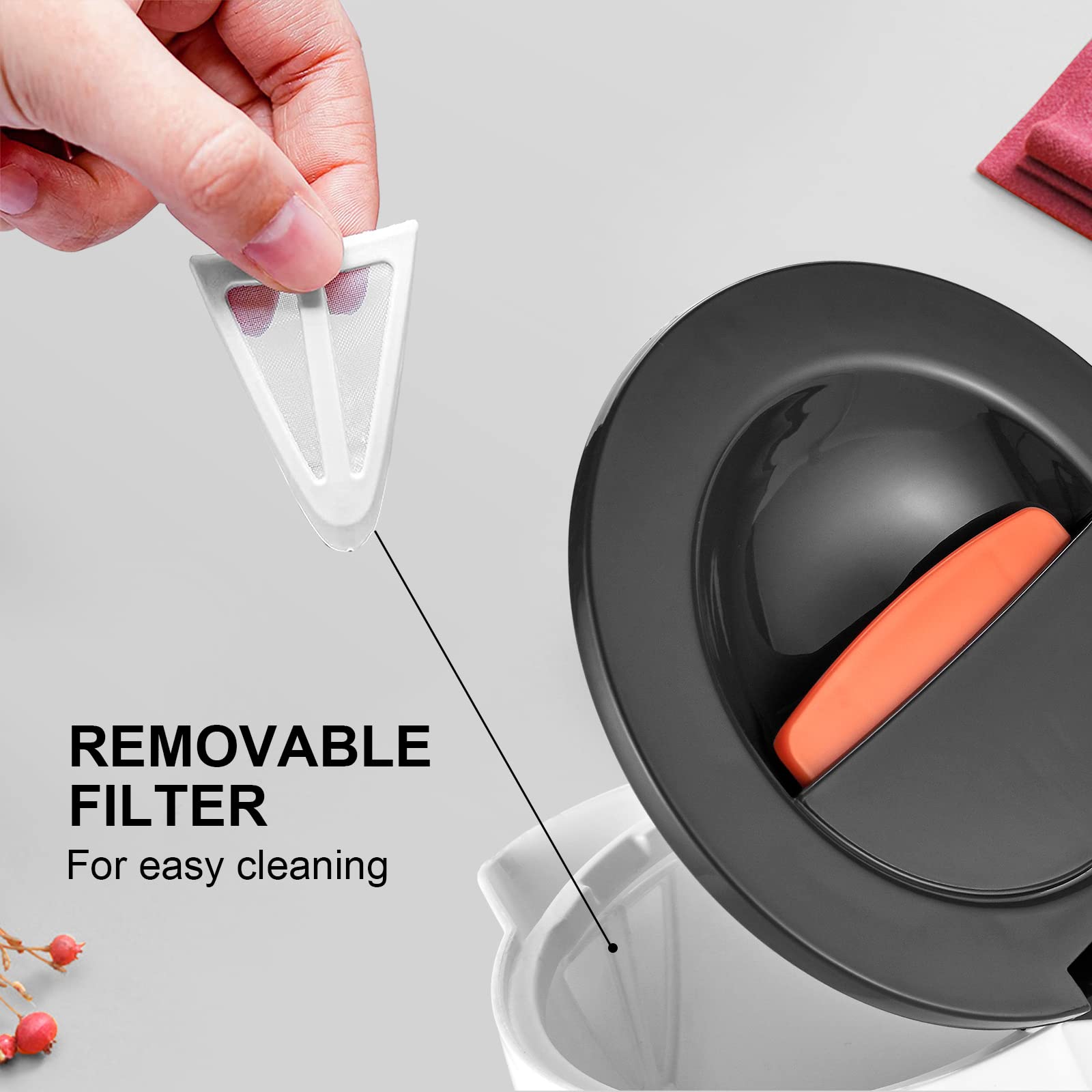 GRIFEMA Bollitore Elettrico Piccolo, 1100W 0,8 Litri per Acqua, con Filtro Anticalcare, Spegnimento Automatico, Corpo in Plastica e Base a 360° - Elettrodomestico da Cucina, GC1001​