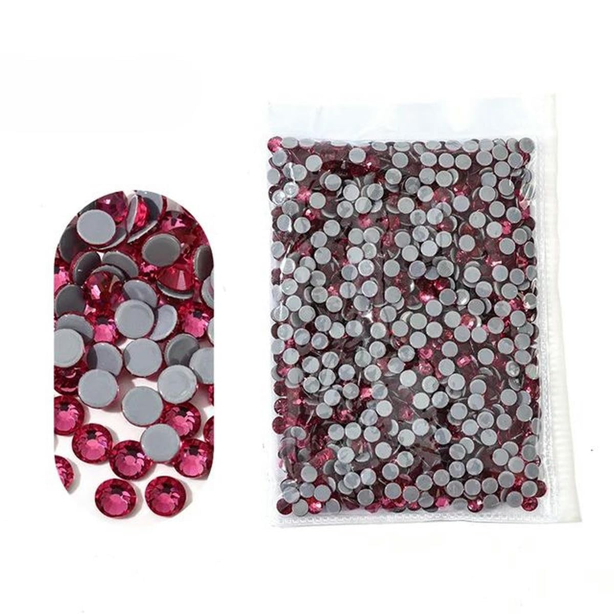 Lot de 1440 strass en cristal à repasser pour nail art, couture, décoration, 40 couleurs, rouge rosé ss30, 288 pièces