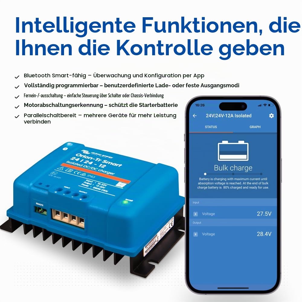 Victron Energy Orion-Tr Smart DC-DC Ladebooster (Bluetooth) - 24/24V, 12 Amp, 280-Watt - Batterie Ladegerät für Doppelbatteriesysteme - Isoliert | Batterieladegerät für Dual-Batteriesysteme - isoliert