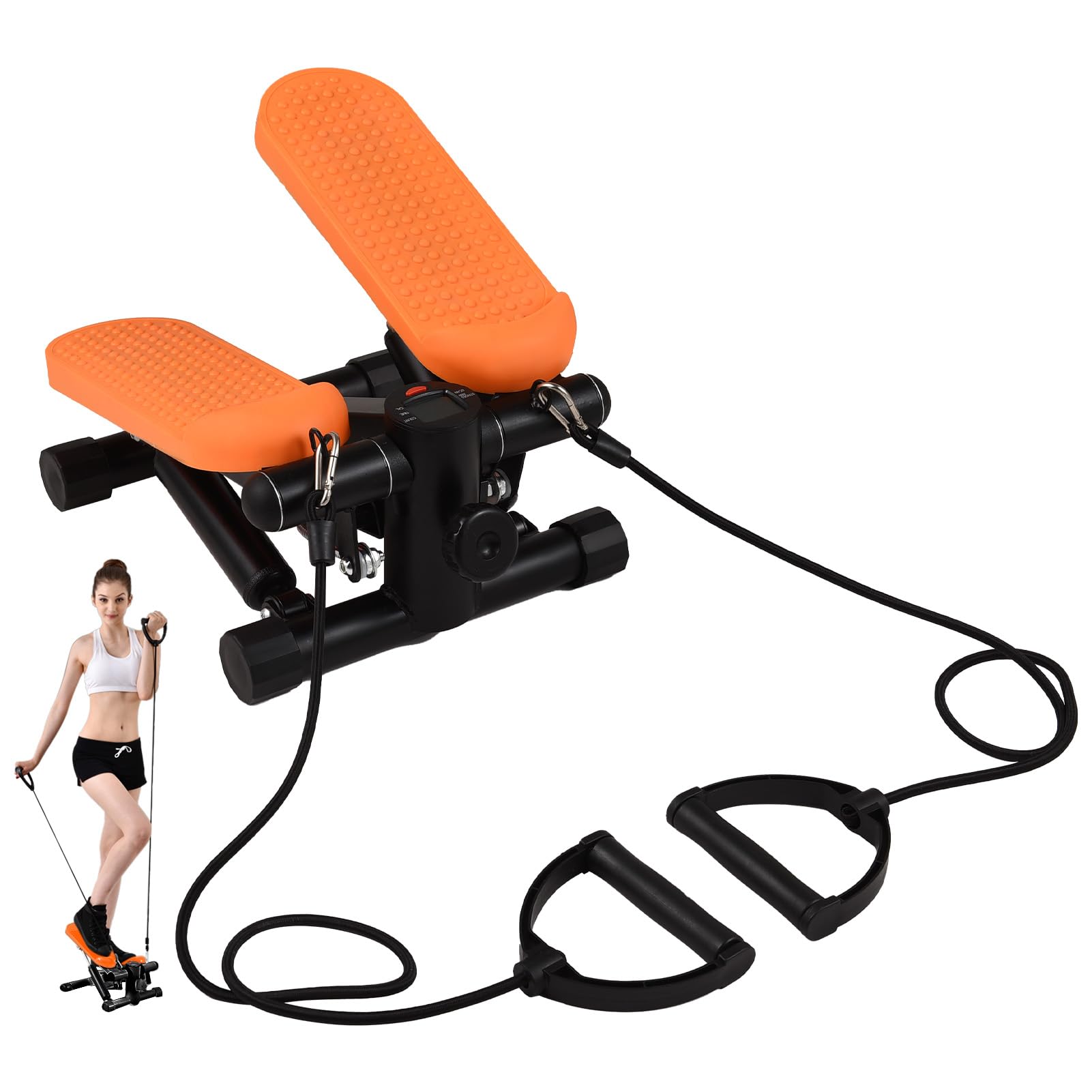 Z taśmami oporowymi COMETX Mini Step LCD o pojemności 100 kg, stepper do treningu domowego