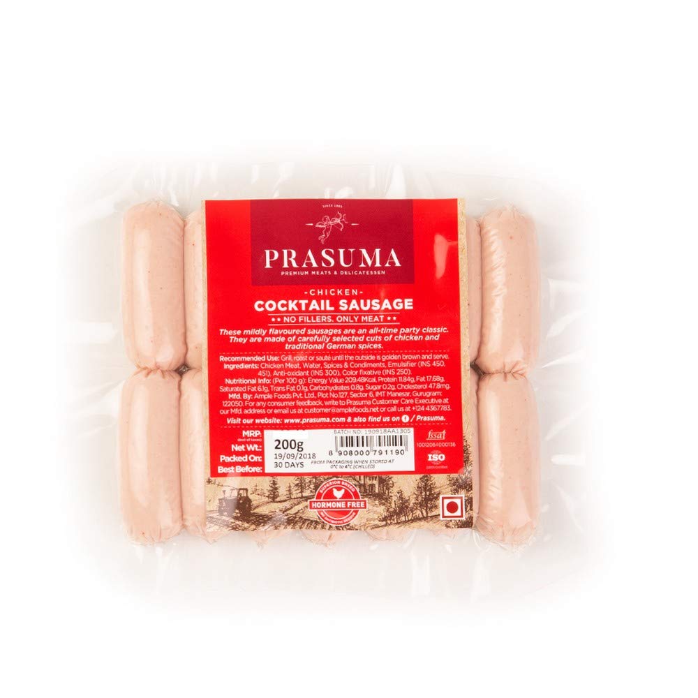 Prasuma Chicken Cocktail Sausage Pouch, 200 g