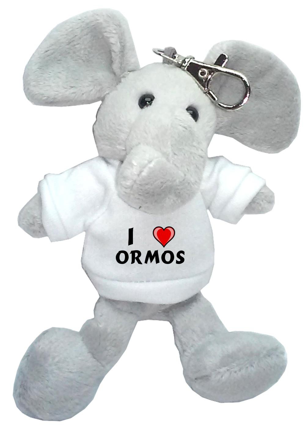 Elephant Plush Keychain with I Love Ormos (first name/surname/nickname)