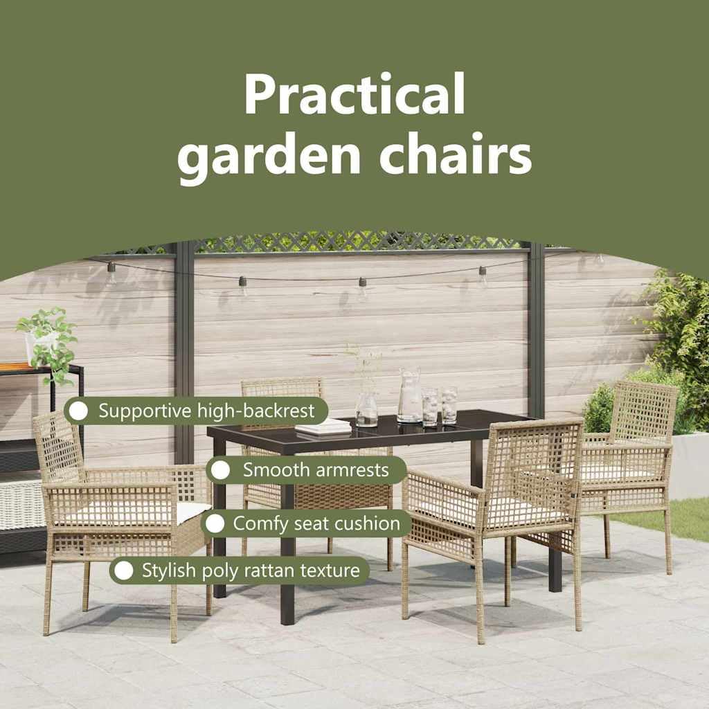 vidaXL Set da Pranzo per Giardino con Cuscino 5 PCS Beige polyrattan, Giardino e terrazza, arredo Moderno per Esterni, Set per Pranzo all'aperto, Zona Relax Resistente