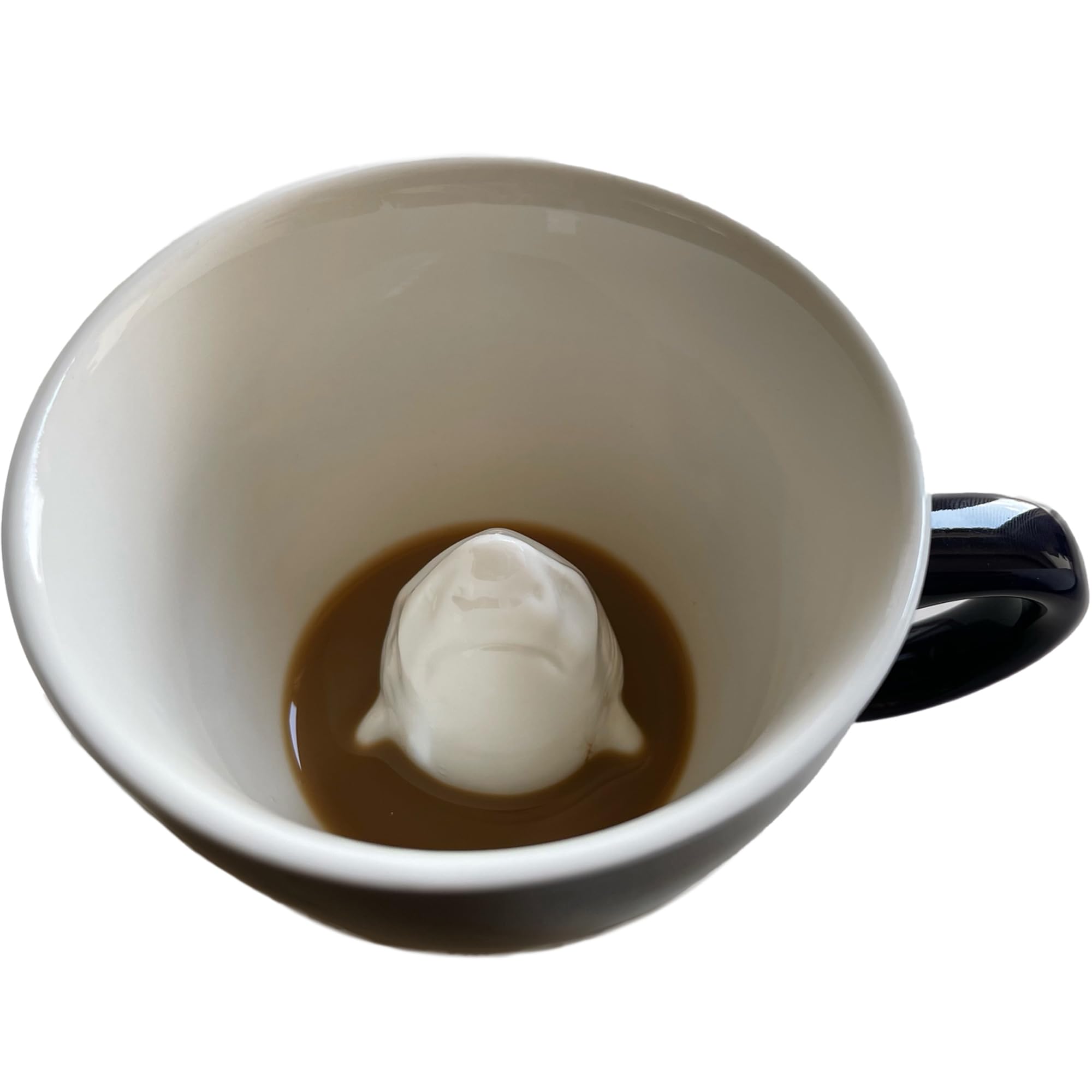 Creature Cups Great White Shark Ceramic Mug – 11 oz Navy Blue Coffee Cup with Hidden Ocean Animal Inside – Unique Gift for Coffee, Tea & Shark Lovers