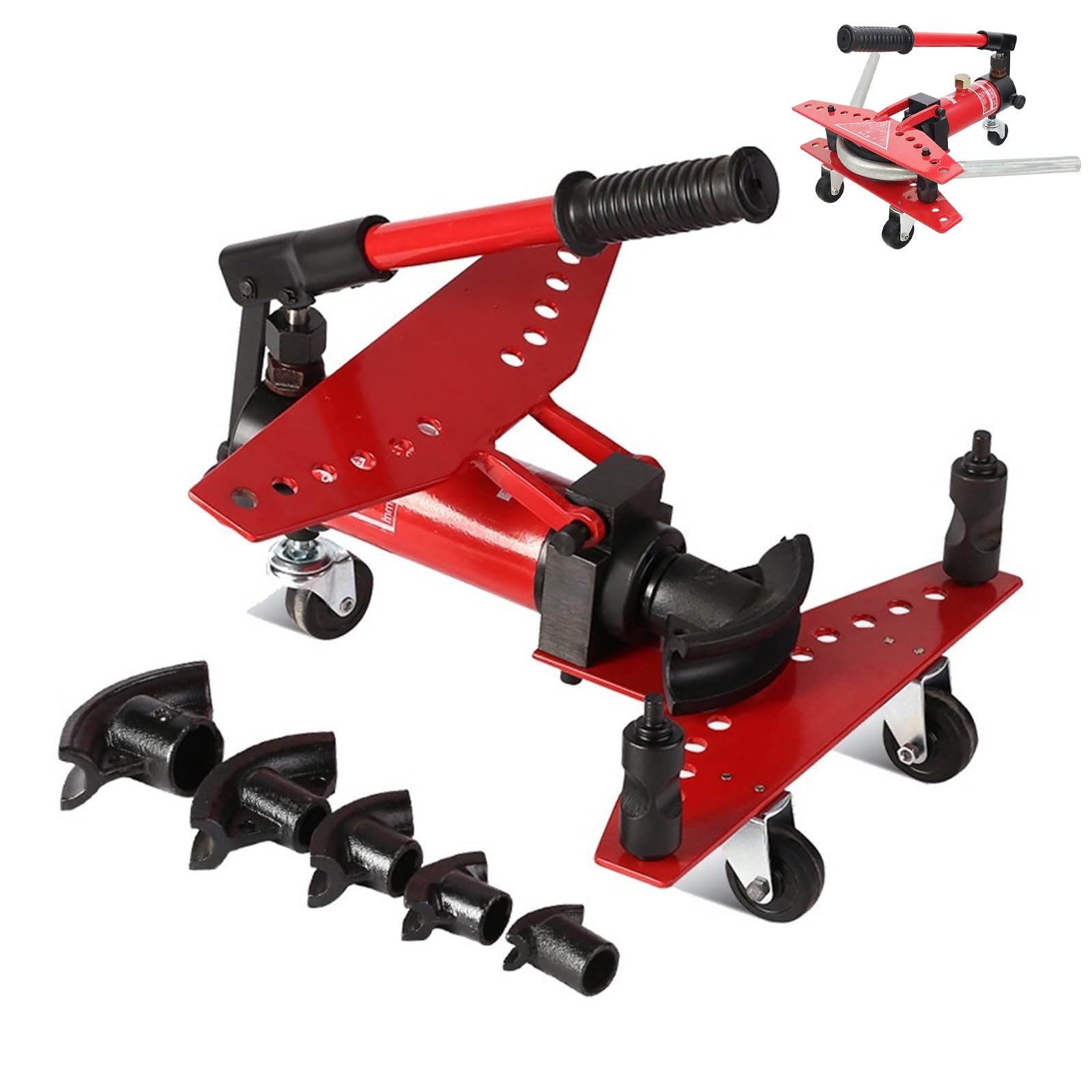 JXYQ Hydraulic Tube Bender Kit, 6T Ratcheting Bender with 6 Dies for 10-25mm Pipe Diameter, Max 90° Bending, Designed for Steel and Stainless Steel Pipes