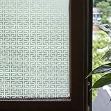 Fancy-fix Privacy Window Film Vinyl Non-Adhesive Modern Etched Glass Window Clings for Bathroom 17.7in x 59in