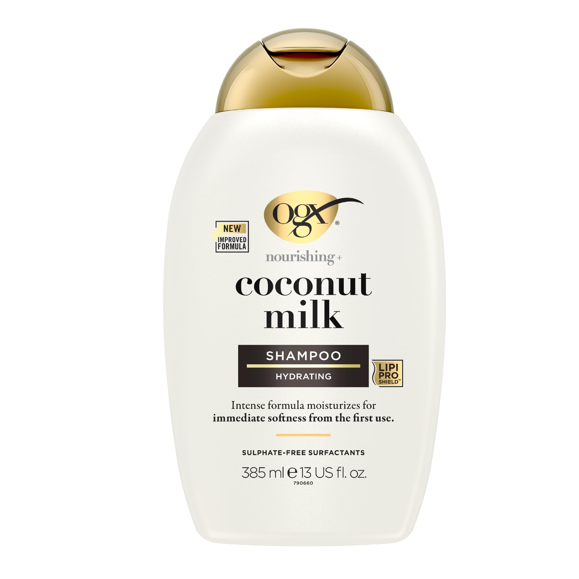 OGX Nourishing + Coconut Milk Moisturizing Shampoo, Hydrating & Restoring Shampoo Moisturizes for Soft Hair After the First Use, Paraben-Free, Sulfate-Free Surfactants, 13 fl. oz