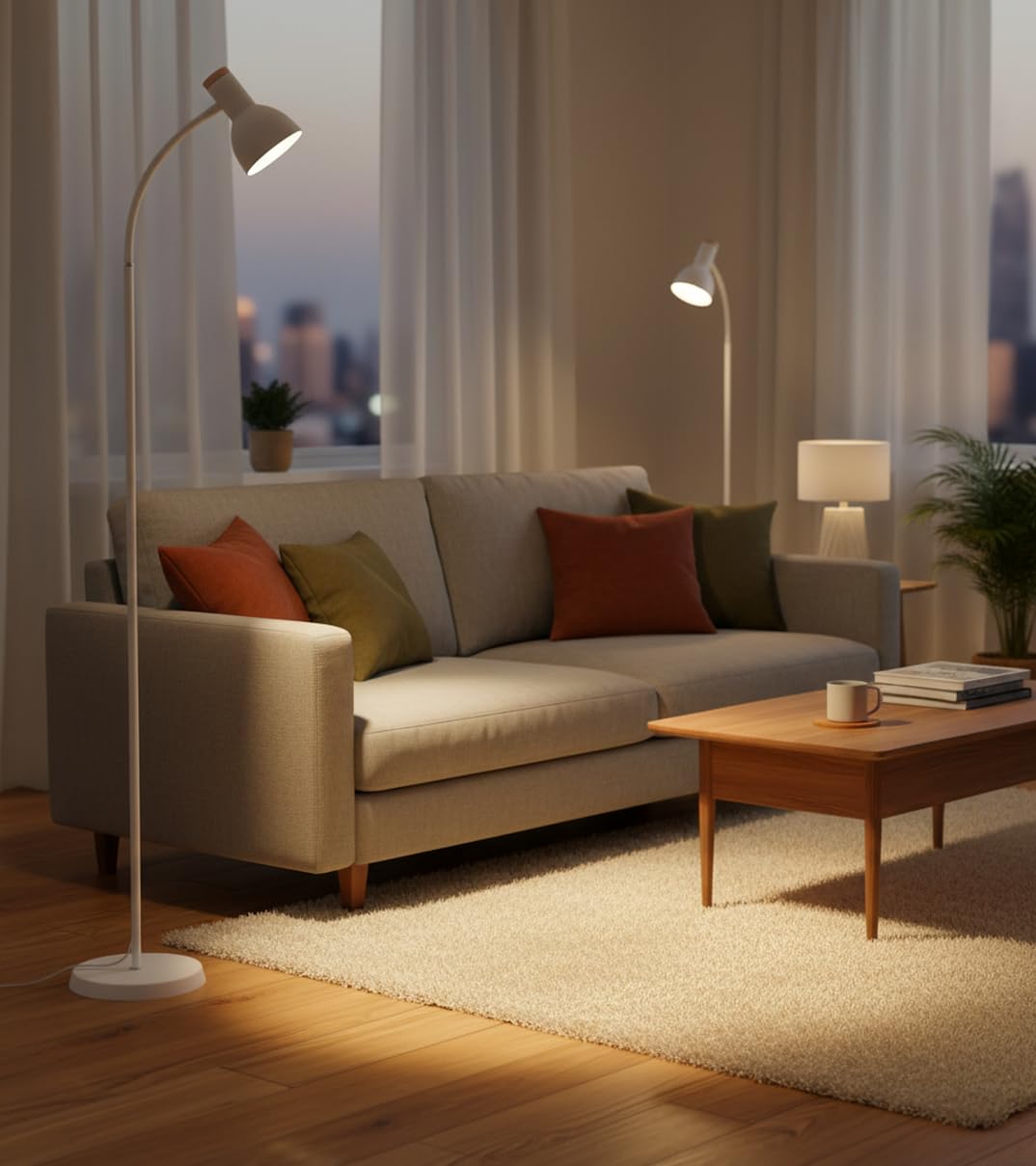 BEL AIR HOME - Lampada da Terra Argos | Piantana Industriale per Soggiorno e Stanza | Design Elegante | 155x22cm, Attacco E-27 (LAMPADINA NON INCLUSA) (BIANCO)