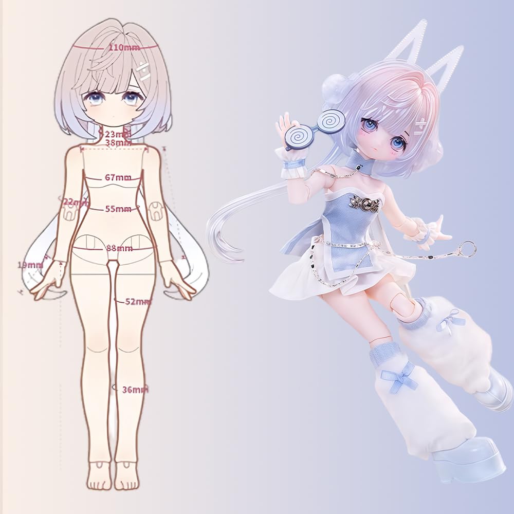 niannyyhouse 1/8 BJD Blind Box Figurki, Ball Jointed Doll z ubraniem, seria Fortune elf, kolekcjonerska figurka akcji (6 sztuk)