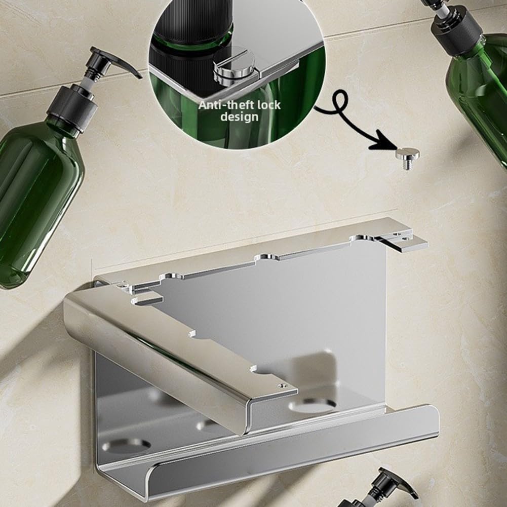 Edelstahl Seifenspender Halter Wandmontage 24x8.5cm Silber(With Bottle)