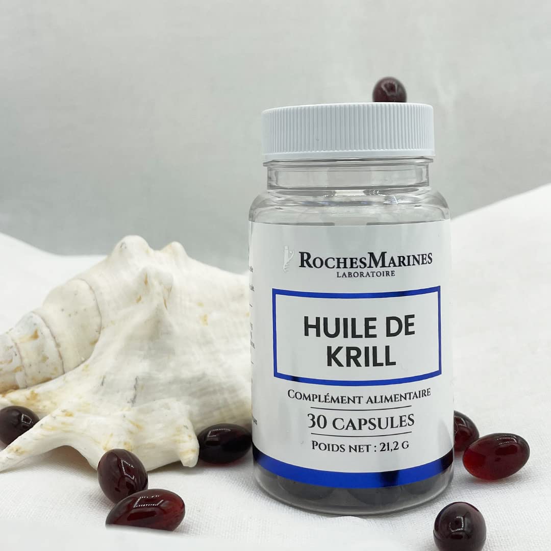 Roches Marines - Complément alimentaire Huile de Krill - Soutien cardio-vasculaire et cérébral - Apport d'oméga 3 sous forme phospholipides - 30 capsules - Développé en France