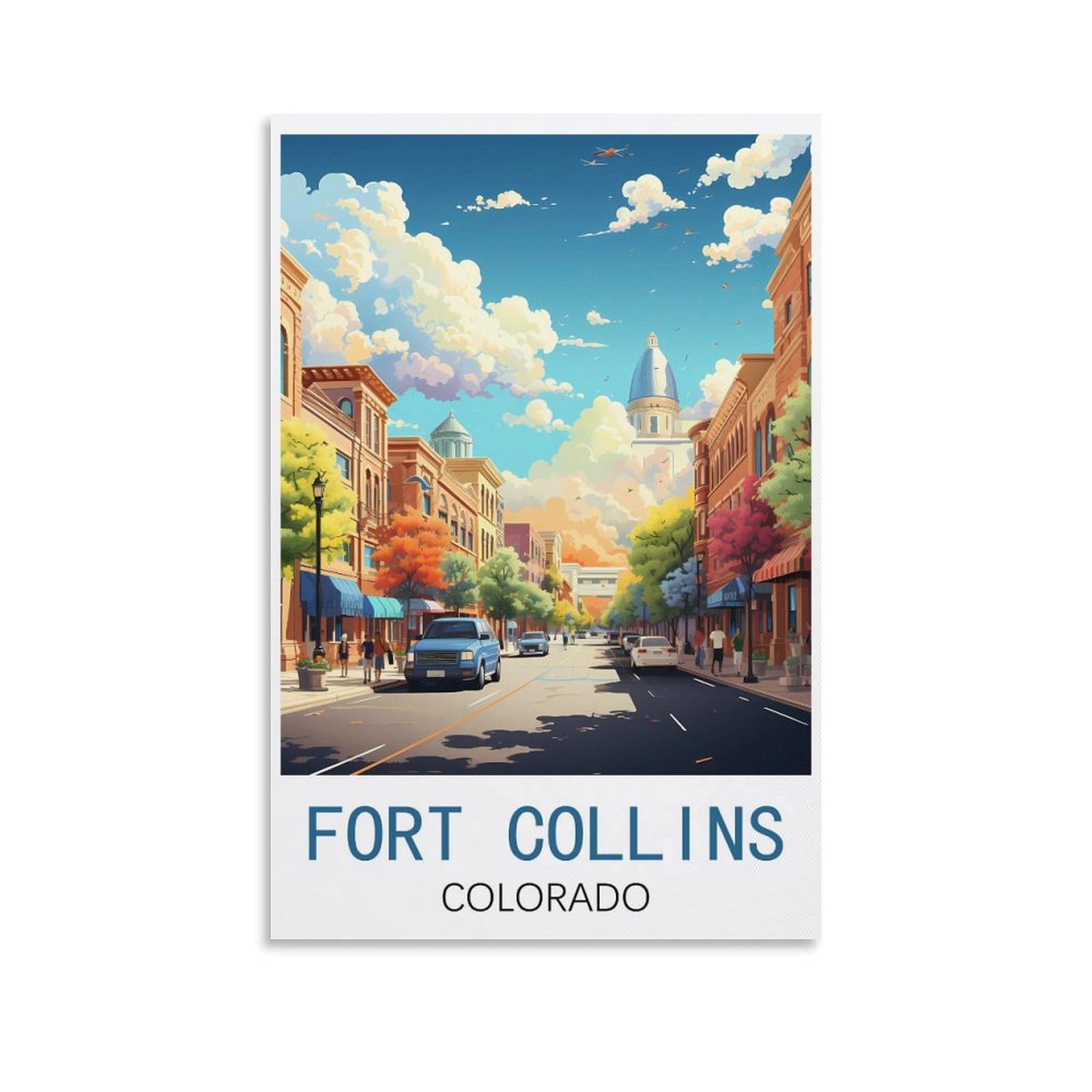 EZMLFA DIY 5D Diamond Painting Kits for Adults,Fort Collins Colorados DIY Diamond Art Kits Gem Painting Crafts for Home Wall Decor 50x60cm