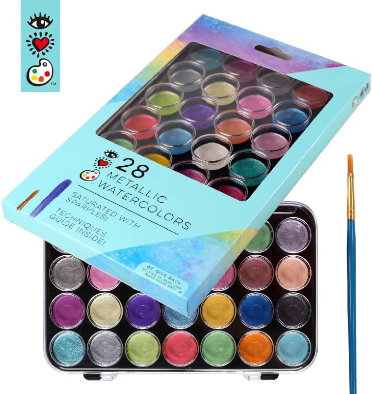 I Heart Art Metallic Watercolour Pans 28 Set