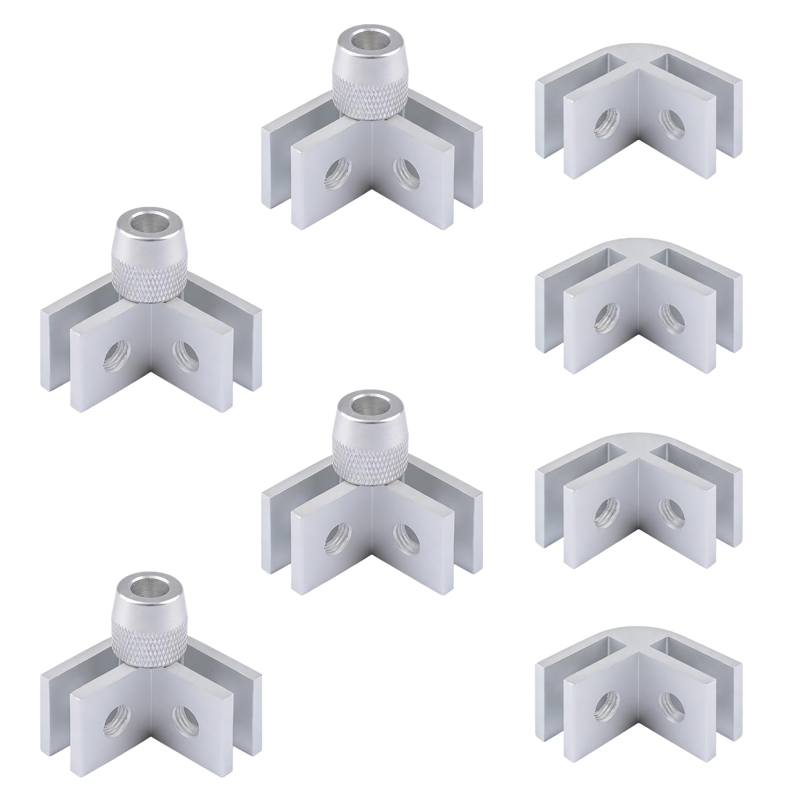 INCREWAY Wind Guard Corner Glass Clamp，Glass Corner Hardware Connector Kit with Aluminum Foot Pad for Outdoor Square Fire Guard Screen Panel Holder, 8pcs — image 1