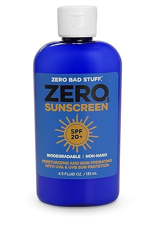 ZERO SPF 20 Protector solar natural, protector solar UVA/UVB para deporte y uso diario, loción solar amigable con los arrecifes de coral, fabricado