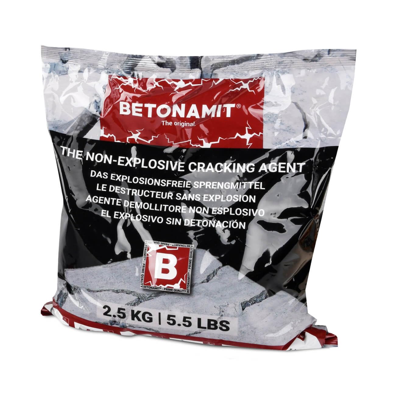 BETONAMIT® Quelldruckmittel – explosionsfreies Sprengmittel – 2.5 kg | Explosionsfreier Abbruch von Beton, Fels und Naturstein, geräuscharm, vibrationsarm, für innen und außen