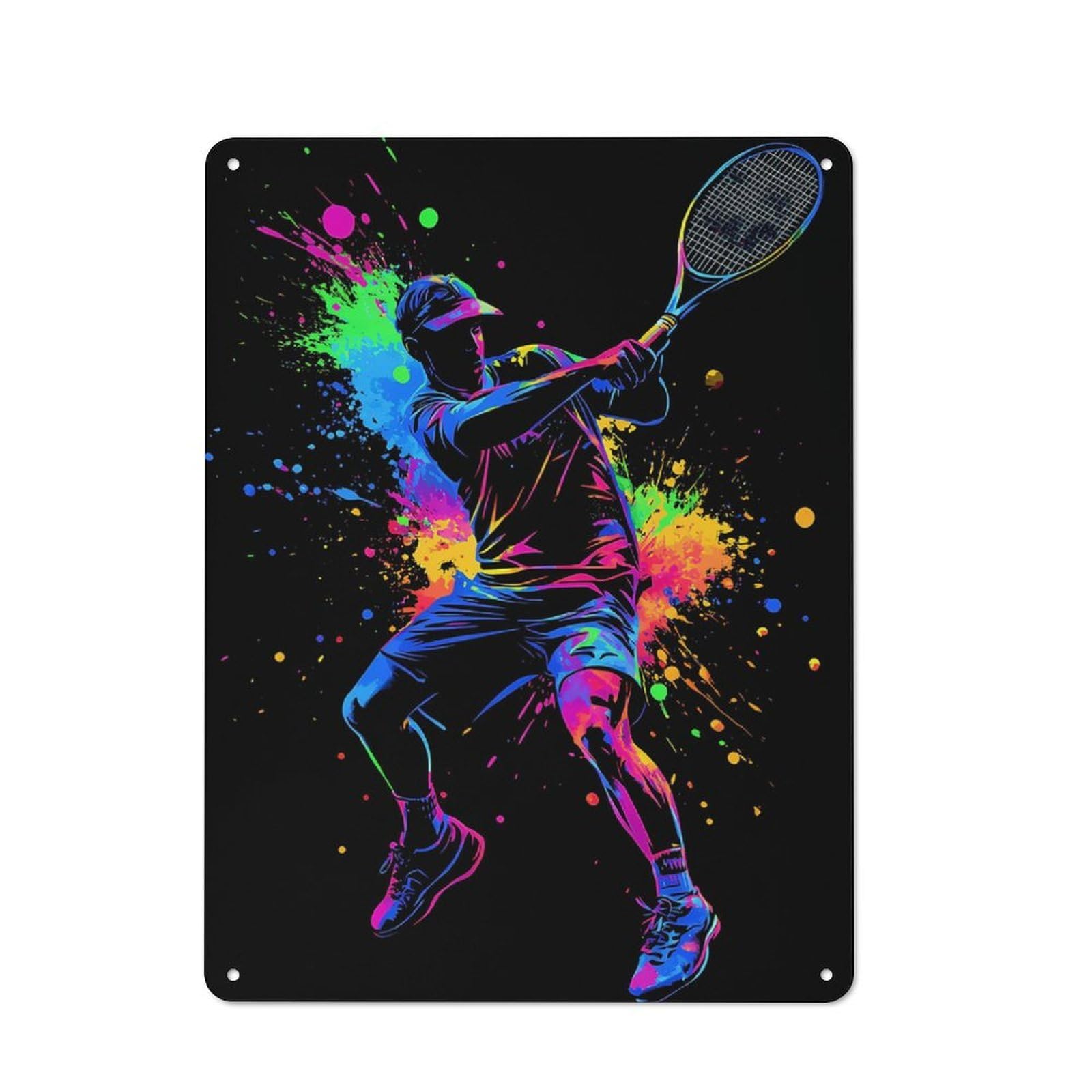 Junmoney Tennis Player Silhouette Industrial-Style Metal Sign 40X30cm For Home Bar Wall, Housewarming Wall Decor For People Furnishing Home Bar