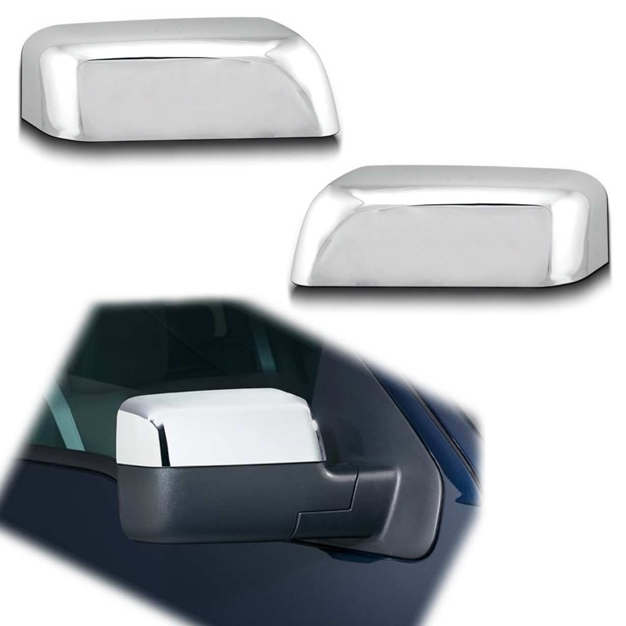 Chrome ABS Side View Mirror Upper Top Half Mirror Cover for 04-08 Ford F-150/06-08 Lincoln Mark LT