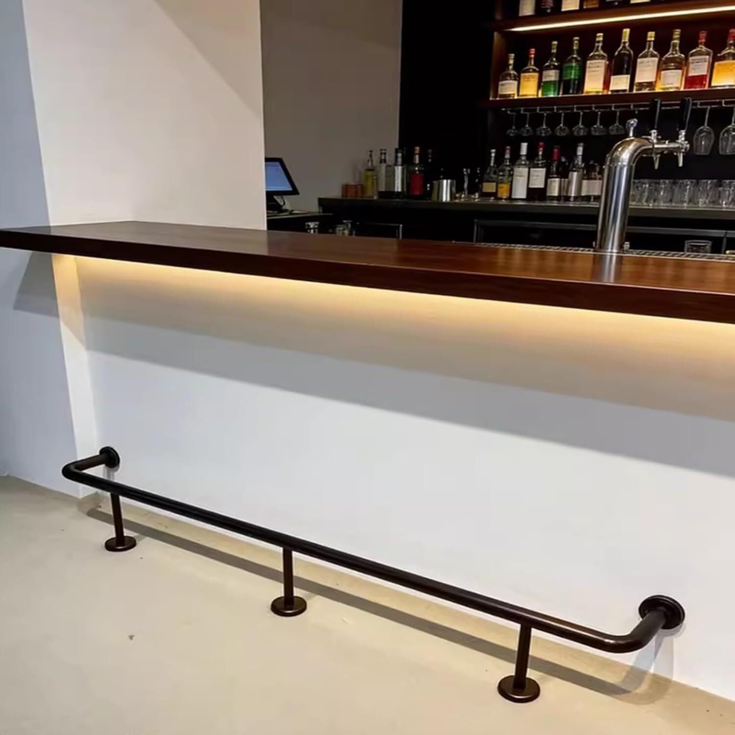 Model stały, montowany na podłodze System poręczy podblatowych ze stali nierdzewnej obsługiwanych stopą ze wspornikami do montażu na podłodze(140cm/4.6ft)