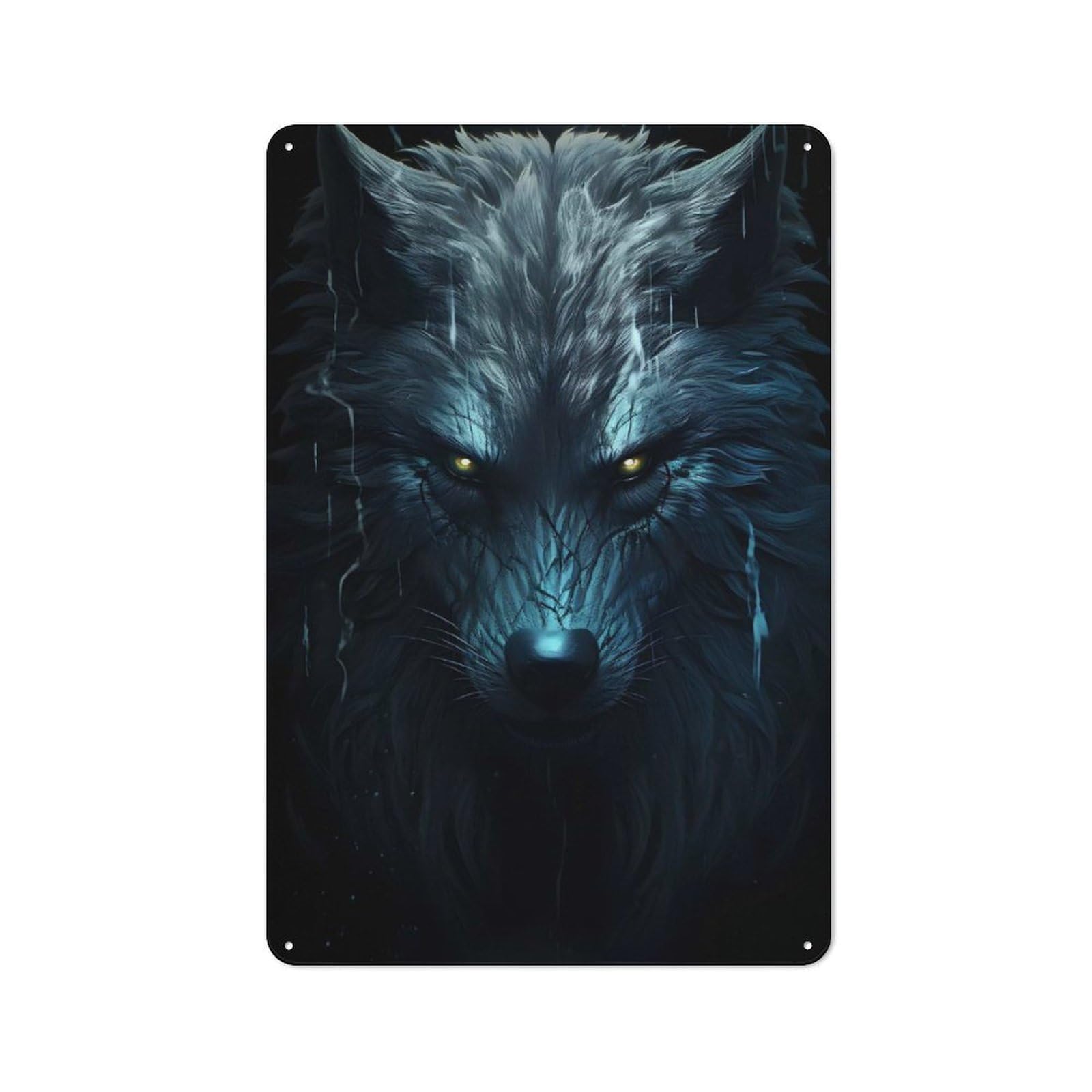 Junmoney Style-11 Vintage Tin Sign 30X20cm With Spirit Wolf For Guest Room Or Hallway, For Retro Home Interiors, For Garage And Workshop Walls