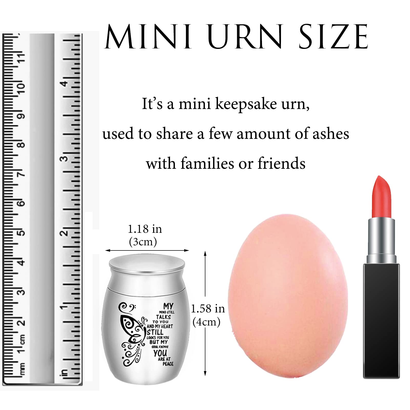Piccole urne per ceneri – Set di 4 mini urne in alluminio alte 4,9 cm, urne per ceneri umane e animali domestici, piccole urne ricordo per familiari e persone care, My Mind Still Talks to You