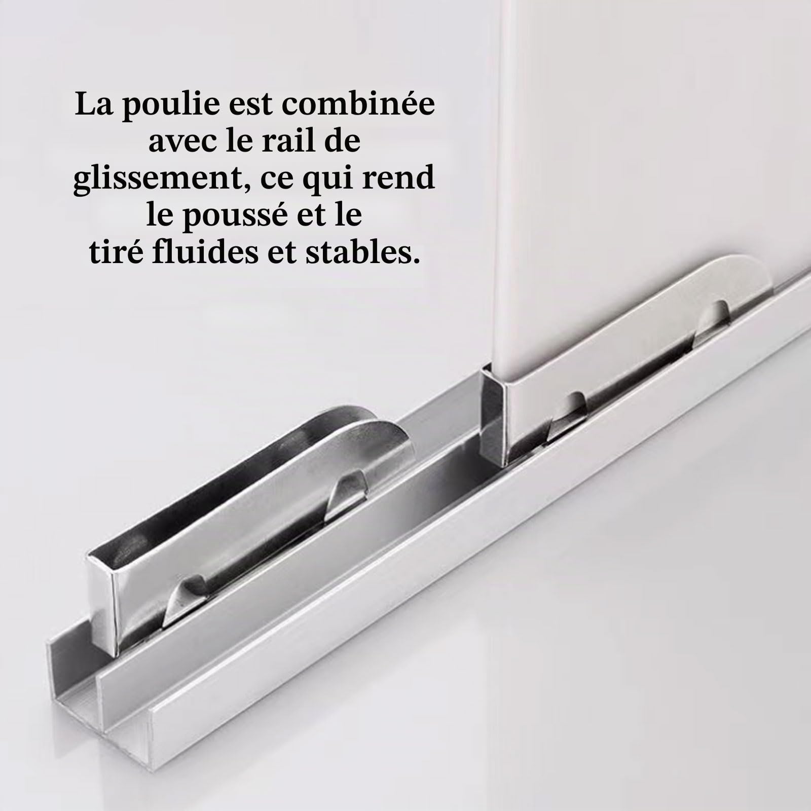 Rail Porte Coulissante Double,Kit Porte Coulissante Kit de Porte Coulissante,Kit Porte Coulissante Rail Double,Rail pour Porte coulissante Placard,pour Armoire,Support de Porte.