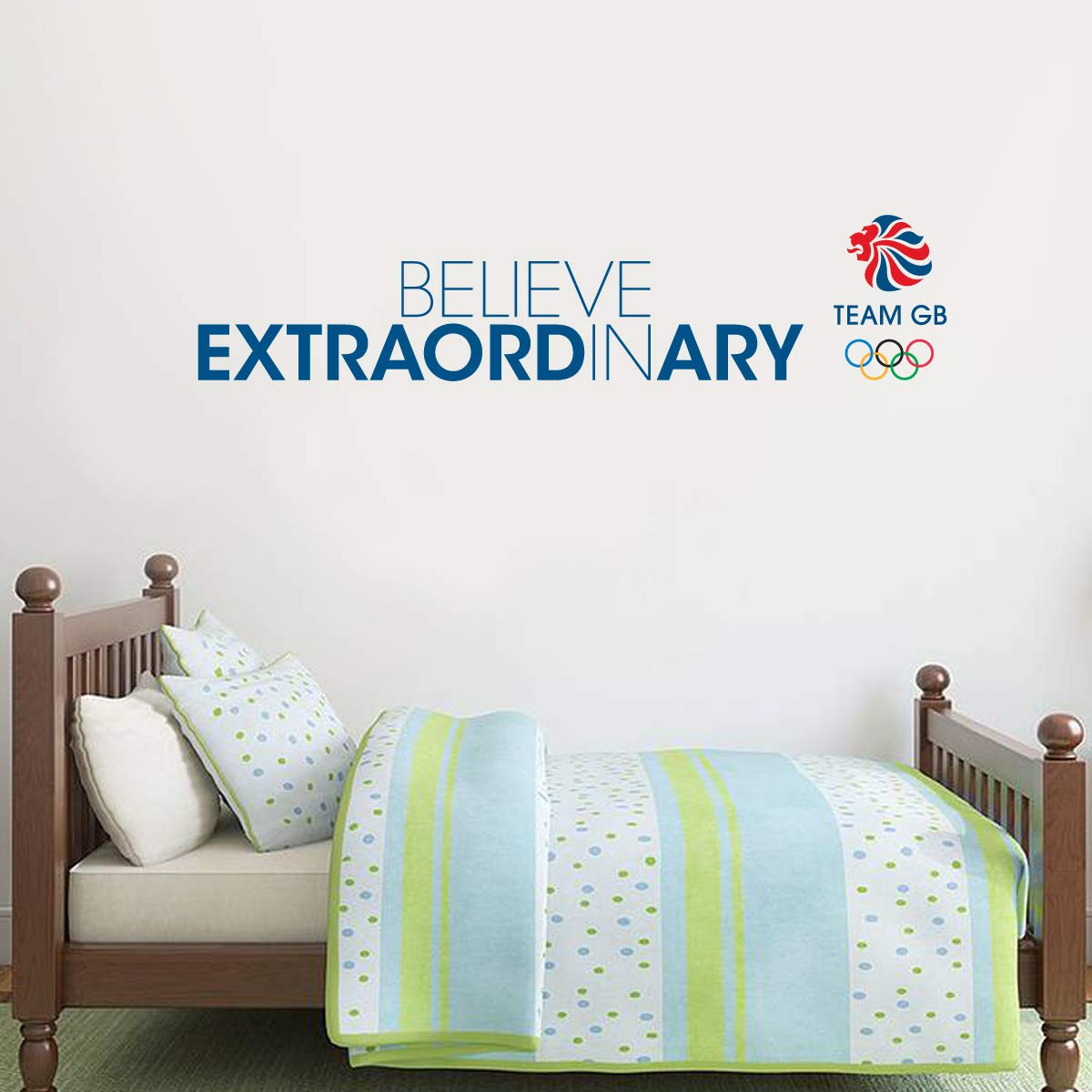 Beautiful Game Official Team GB Logo and Believe in Extraordinary Quote Wall Sticker (120cm w x 20cm h)