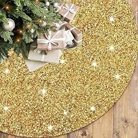 Produktbild von FOTSHARER Rosa Weihnachtsbaumrock 91,4 Cm Pailletten Samt Baumrock