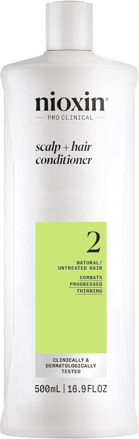 Nioxin Scalp + Hair Thickening System 2 Conditioner | For Natural or Untreated Hair with Progressed Thinning | With Niacinamide and Biotin | 16.9 Fl oz.
