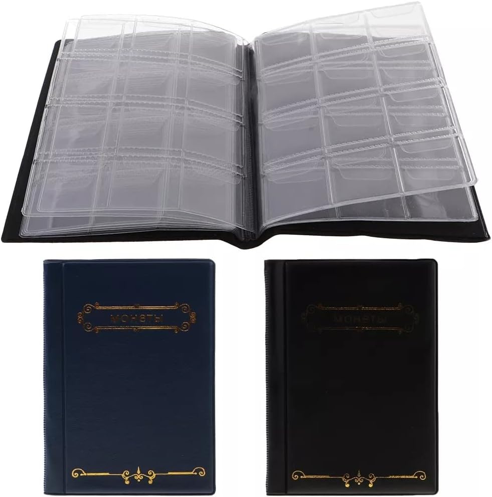 JSEIAJB 120 Pockets 10 Page Storage Album Collecting Wallet Book scrapbook 11x15x0.8cm(Blue)