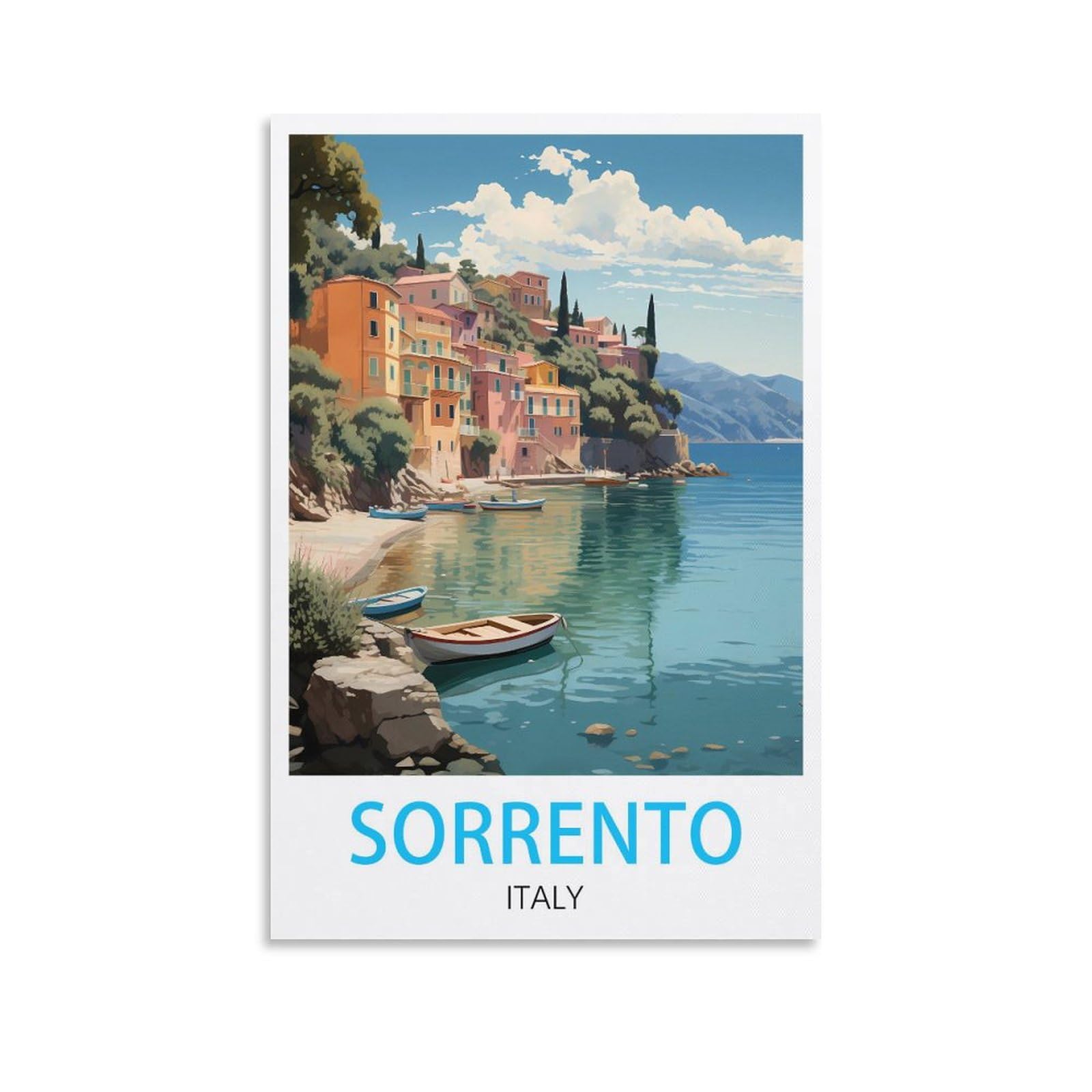 Orbana Unframe-Style Sorrento Italy Vintage Travel Posters 12X18inch(30X45cm) Canvas Print For Living Room, Bedroom, Dorm, Home, Office Wall Decoration