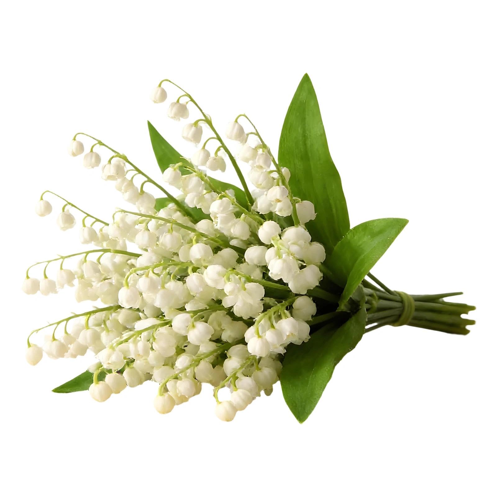 Plumaire 20 Pcs Artificial Flowers Of Lily Of The Valley, Artificial Flowers Vivid, Lily of The Valley Plastic Flower for Home Garden Party And Wedding Decoration (20)