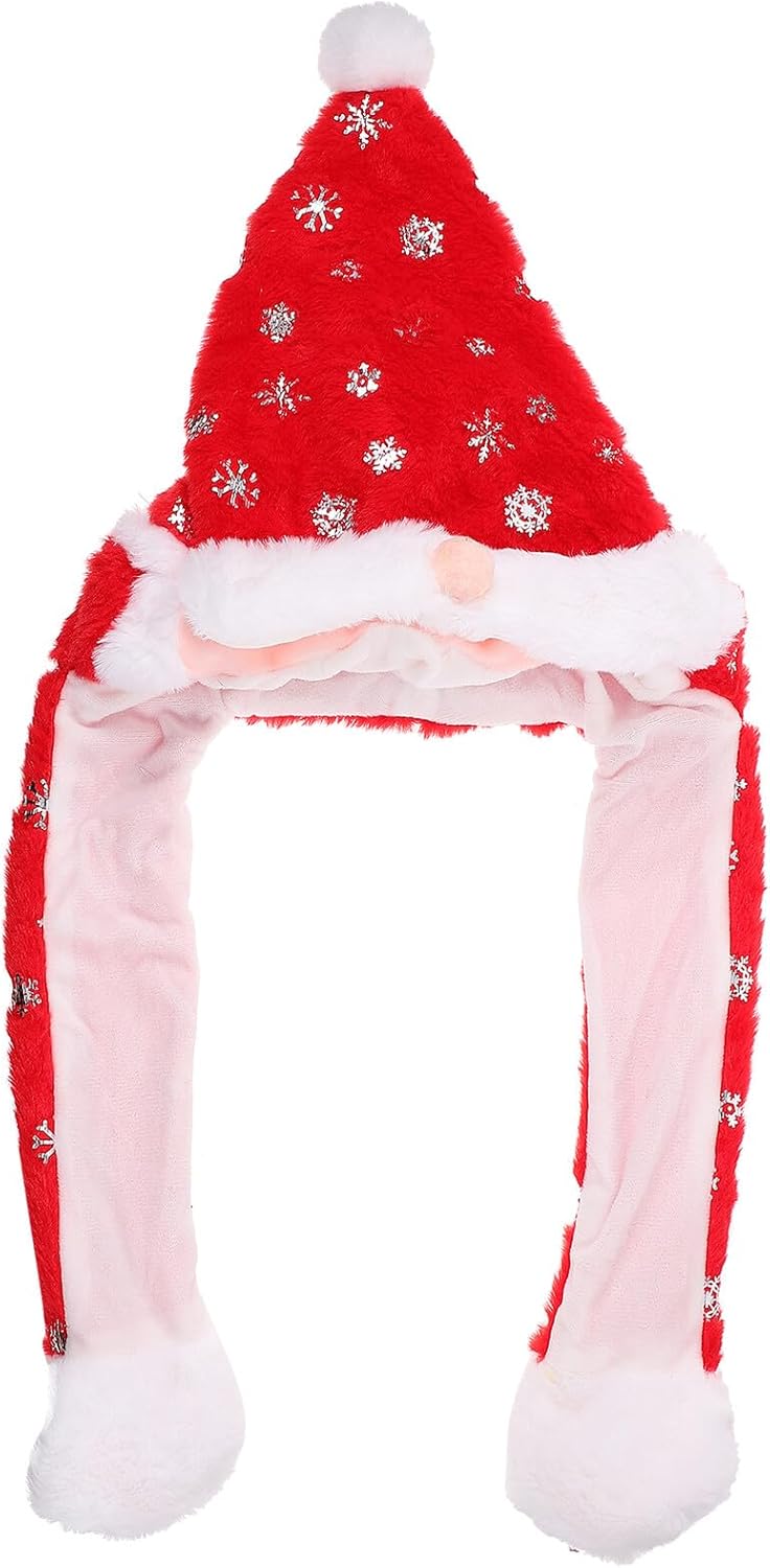 Hemoton Christmas Santa Reindeer Hat with Moving Ears, Novelty Plush Headwear for Adults, Holiday Party Costume Accessory for Stage Performance and Christmas Supplies